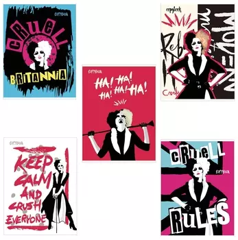 Тетрадь А5, 48 л., Hatber, скоба, клетка, мелованный картон, "Круэлла-выпуск №2" (5 видов в спайке), 48т5в1