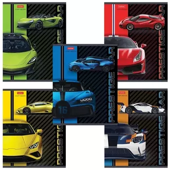 Тетрадь А5, 48 л., Hatber, скоба, клетка, выборочный лак, "Автопрестиж" (5 видов в спайке), 48т5вмв1