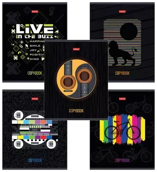 Тетрадь А5 48 л. Hatber скоба, клетка, выборочный лак, "Креатив" (5 видов в спайке), 48т5вмв1