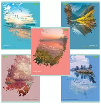 Тетрадь А5, 80 л., Hatber-eco, скоба, клетка, обложка картон, "Nature", 80т5c1