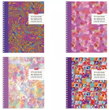 Тетрадь А5, 96 л., Hatber, гребень, клетка, глянцевая ламинация, "Color Touch", 96т5лв1гр