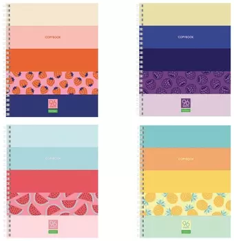 Тетрадь А5, 96л., Hatber-eco, гребень, клетка, обложка картон, "Ягодки" (4 вида в спайке), 96т5c1гр