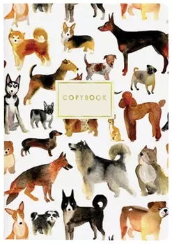 Тетрадь евро А5 40 л. Bruno Visconti сшивка, клетка, Soft Touch, фольга, бежевая бумага 70 г/м2, "Собаки", 7-40-116