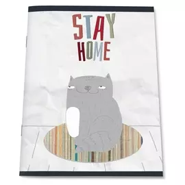 Тетрадь общая а5,48л,кл,скреп,обл.мел.карт,уф-лак №1 School Paper Cat Stay