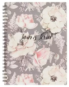 Тетрадь общая а5,80л,клет,спираль,мягк.перепл.156х207мм Emily серый N1528