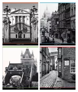 Тетрадь общая а5,96л,кл,скрепка, улицы лондона, 4 вида то96к9577/э/6