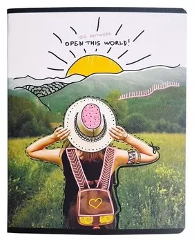 Тетрадь общая Besmart А5 48л, клетка,поля,скрепка, Discovery горы N1882