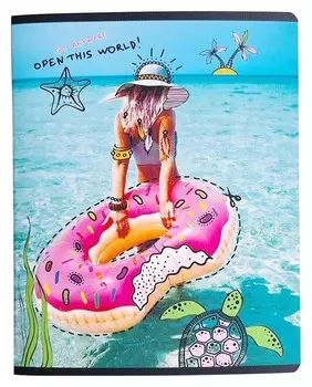 Тетрадь общая Besmart А5 48л, клетка,поля,скрепка, Discovery пляж N1881