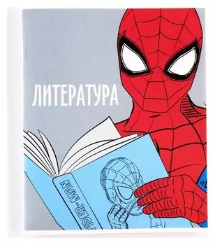 Тетрадь предметная 48 листов, линейка, "Литература", человек-паук