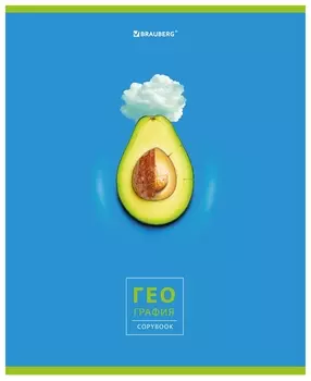 Тетрадь предметная "Avocado" 48 л., глянцевый лак, география, клетка, Brauberg, 404277
