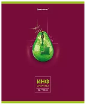 Тетрадь предметная "Avocado" 48 л., глянцевый лак, информатика, клетка, Brauberg, 404279