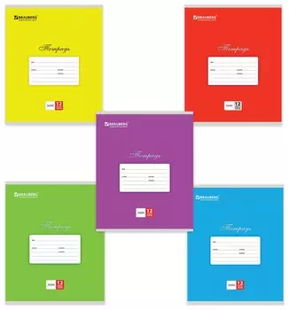 Тетрадь в линейку 12 листов Однотонная