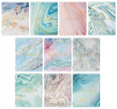 Тетради предметные, комплект 10 предметов, "Pastel", 48 л., Softtouch, фольга, 70 г/м2, Brauberg, 404031