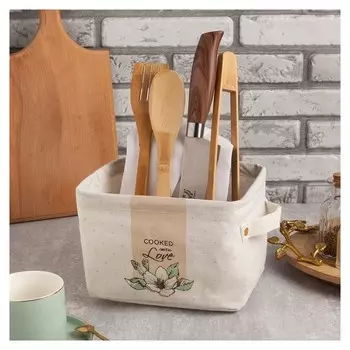 Текстильная корзинка "Цветы", 20,5х16 х14,5 см