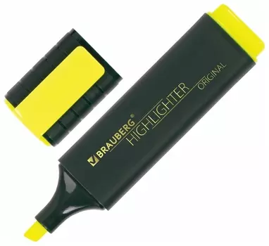 Текстовыделитель Brauberg "Original", желтый, линия 1-5 мм, 151681