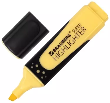 Текстовыделитель Brauberg "Super Pastel", ваниль, прорезиненный корпус, линия 1-5 мм, 151749