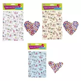 Ткань на клеевой основе для декора №4, размер листа: 21×14.5 см + стразы 5 г