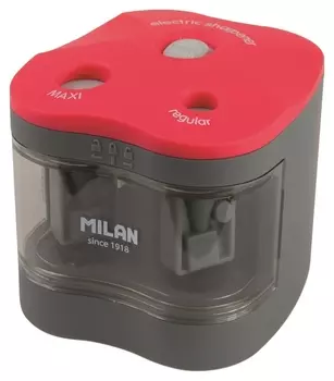 Точилка электрическая Milan, 2 отверстия, с батарейками, красная (Bwm10278)