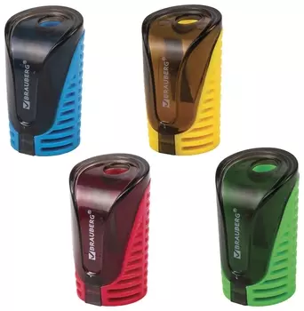 Точилка Brauberg "Cell" с контейнером, пластиковая, овальная