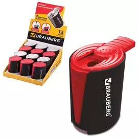 Точилка Brauberg "Delta", 2 отверстия для чернографитных и цветных карандашей, ассорти, в дисплее