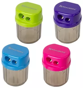 Точилка Brauberg "Drum Dual", 2 отверстия для чернографитных карандашей (В том числе утолщенных), с контейнером, корпус 228436