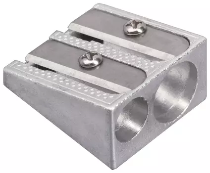 Точилка Brauberg "Style", металлическая клиновидная, 2 отверстия, в картонной коробке