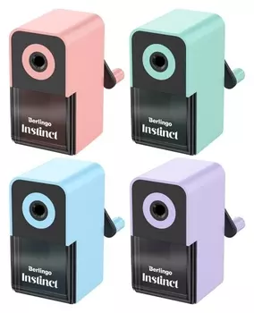 Точилка механическая Berlingo "Instinct", цвета в асс, пласт. корпус, инд упаковка