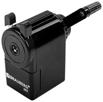 Точилка механическая Brauberg "Jet", металлический механизм, корпус черный, 229566