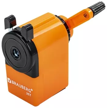 Точилка механическая Brauberg "Jet", металлический механизм, корпус оранжевый, 229567