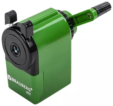 Точилка механическая Brauberg "Jet", металлический механизм, корпус зеленый, 229571