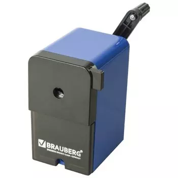 Точилка механическая Brauberg "Roboblue", металлический механизм, чёрный/синий