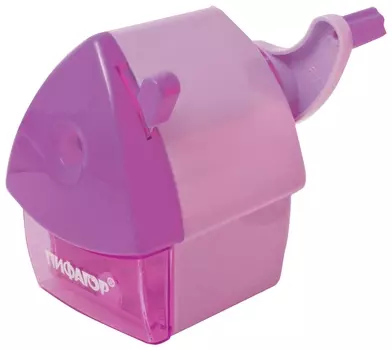 Точилка механическая пифагор "Домик гнома", металлический механизм, корпус розовый, 270424