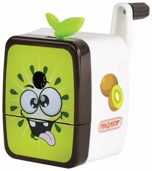 Точилка механическая пифагор "Киви", корпус белый/салатовый, 270428