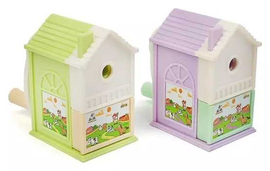 Точилка механическая, с контейнером, «Домик»