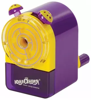 Точилка механическая юнландия "Лабиринт", для чернографитных и цветных карандашей, крепление к столу, корпус фиолетовый, 228478