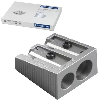 Точилка Staedtler (Германия), 2 отверстия, металлическая, клиновидная, 510 20