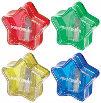 Точилка юнландия "Звездочка", с контейнером, пластиковая, корпус 228453