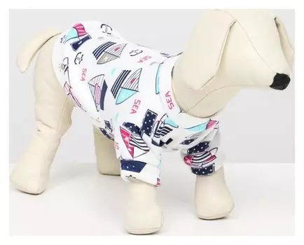 Толстовка "Корабли", размер XL (ДС 40, ОШ 40, ОГ 50 см), белая