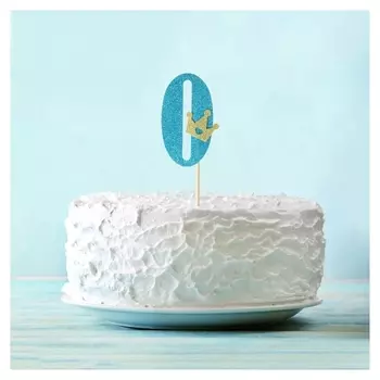 Топпер «0», с короной, синий цвет