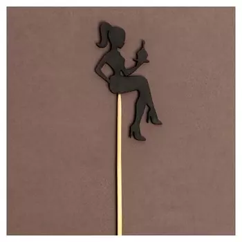 Топпер деревянный «Девушка», цвет чёрный