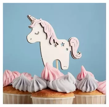 Топпер "Единорог", 11х10 см, белый