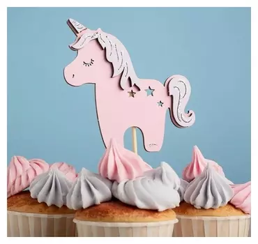 Топпер "Единорог", 11х10 см, розовый