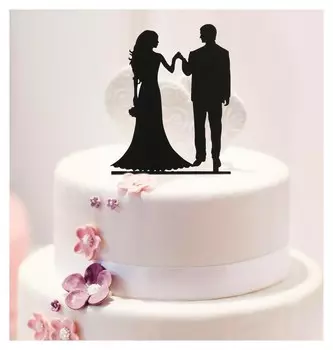 Топпер на торт 13х18 см "Вдвоем", цвет чёрный