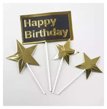 Топпер «С днём рождения», набор 4 шт.