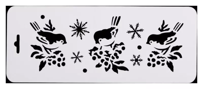 Трафарет бордюрный "Снегири" пластик, 10х25 см (Нгб-75)