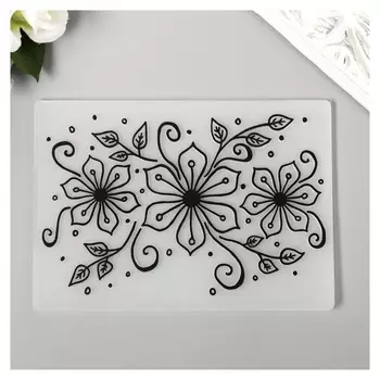 Трафарет для эмбосирования пластик "Цветы и листья" 14,5х10,5 см