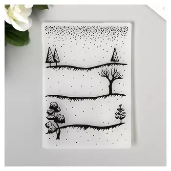 Трафарет для эмбосирования пластик "Деревья" 14,8х15,5 см