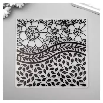 Трафарет для эмбосирования пластик "Крупные цветы и листья" 15х15 см