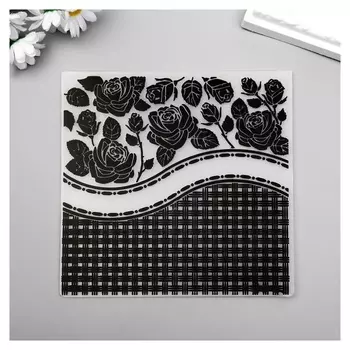 Трафарет для эмбосирования пластик "Розы и плетёнка" 15х15 см