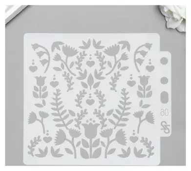 Трафарет пластик "Цветочная полянка" 13х14 см